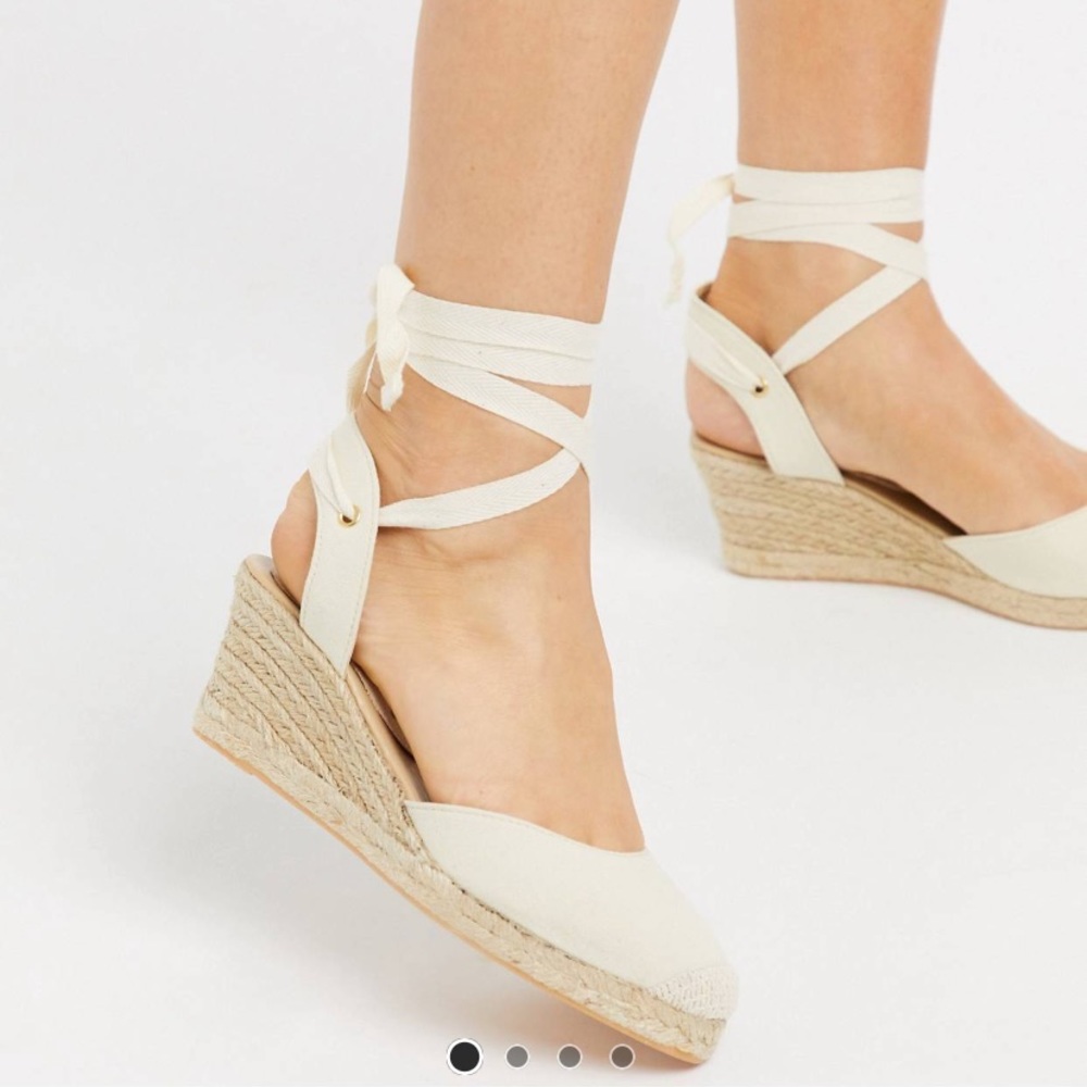 NWT ASOS London Rebel Tie Espadrille Wedge French
